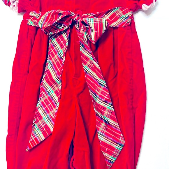 B.T. KIDS RED VELVET TODDLER CHRISTMAS ROMPER ROSETTE COLLAR SZ 6-9 MO. - Picture 9 of 14
